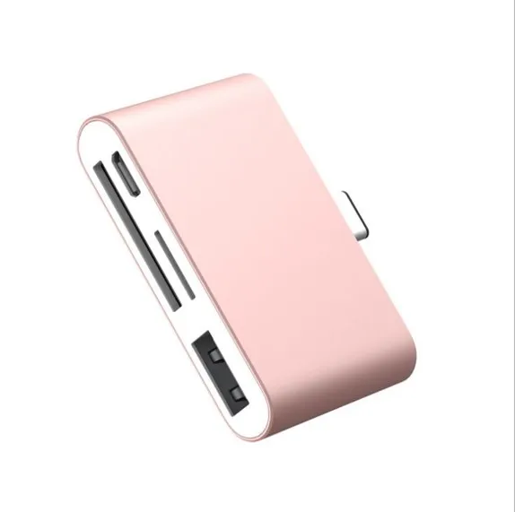 Мини-usb C концентратор, SD TF кард-ридер, алюминиевый USB C адаптер Смарт OTG ридер для ноутбука планшета смартфона - Цвет: rose gold