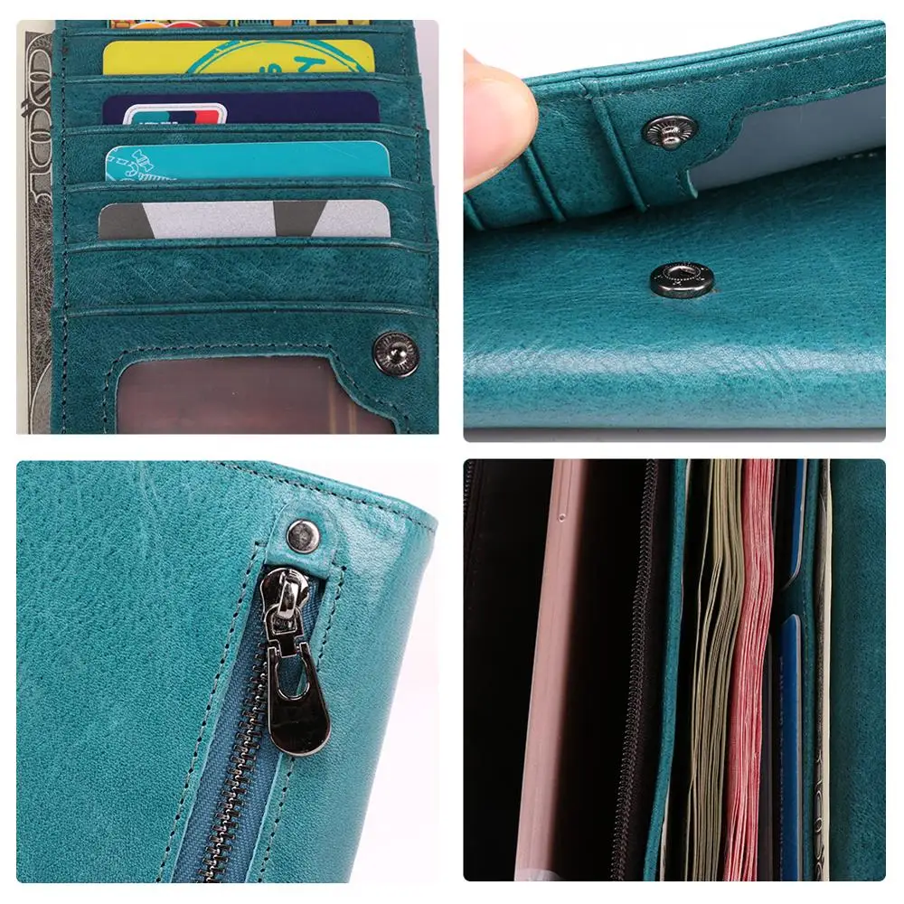 GENODERN Rfid натуральная кожа женские кошельки женский модный клатч кошелек женская