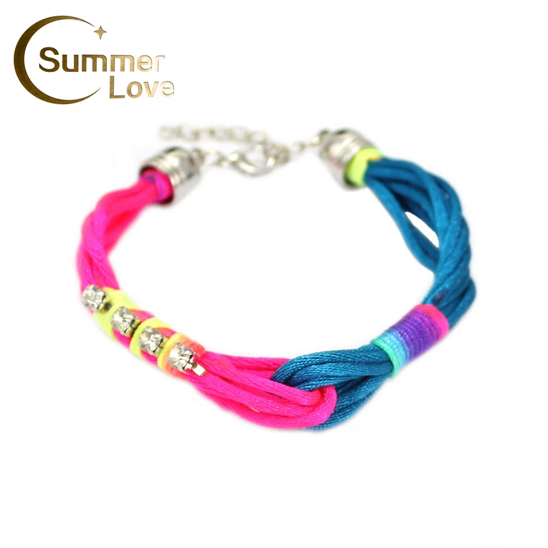 Женский браслет с неоновой веревкой кристаллами и бусинами|bracelet slave|bracelet cordbracelet