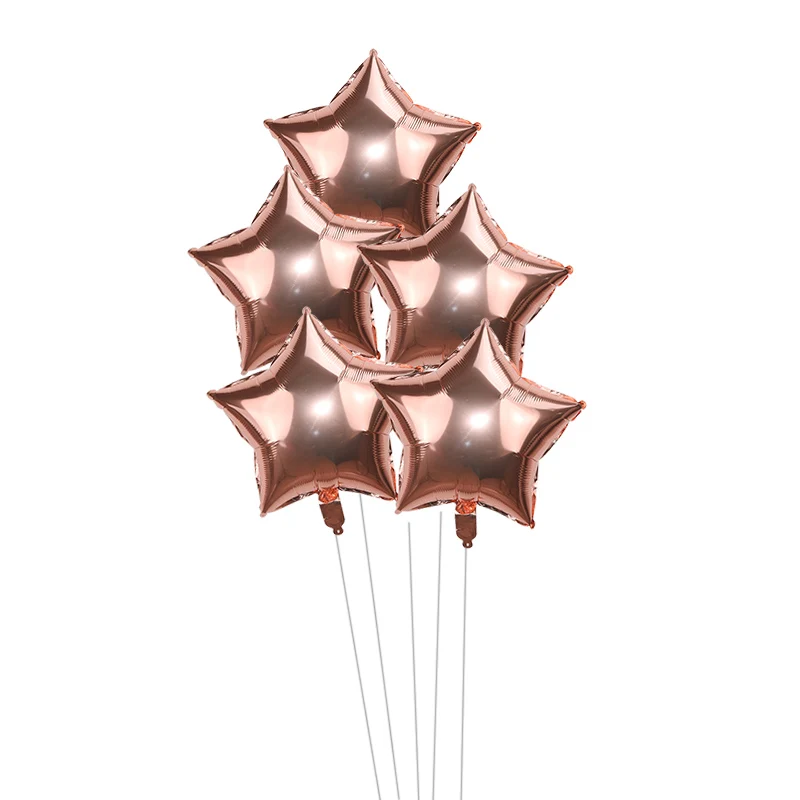 rose gold 5 шт. 18 дюймов золотой серебряный шар звезда из фольги Свадебные шары украшения для душа ребенка детские шары для дня рождения - Цвет: rose gold