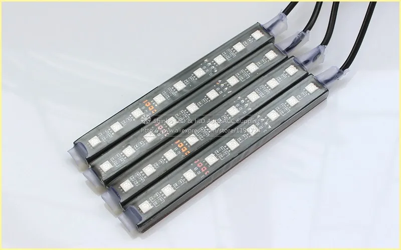 4 шт., 9SMD 5050, белый, желтый, синий, зеленый, красный, Автомобильный светодиодный светильник, интерьерная атмосферная лампа, лампа для ног, декоративный светильник