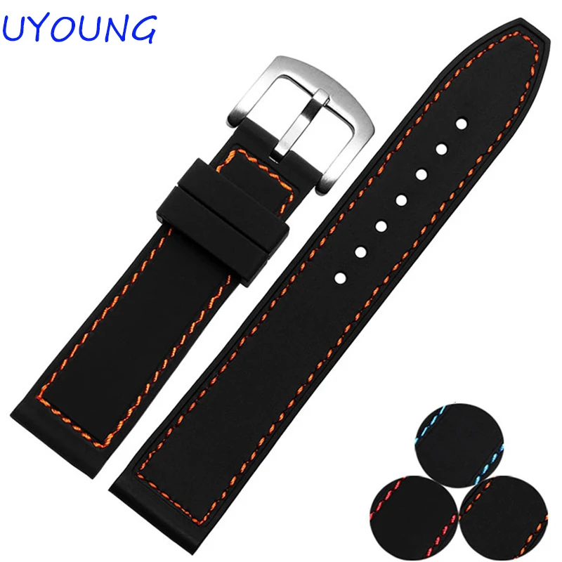 

Quality Silicone Watchband 20mm 22mm 24mm Black Strap Waterproof Bracelet Brand Special Strap Bracelet