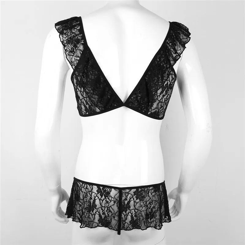 Feeshow мужское прозрачное кружевное бикини комплект из двух предметов нижнее белье