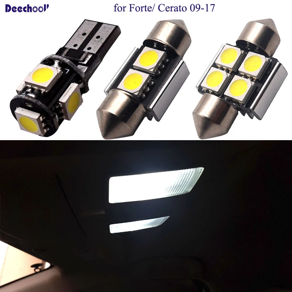 Deechooll 11 шт. автомобильная светодиодная лампа для Kia Forte/Cerato 09 17 белый Canbus Vanity Mirror Dome