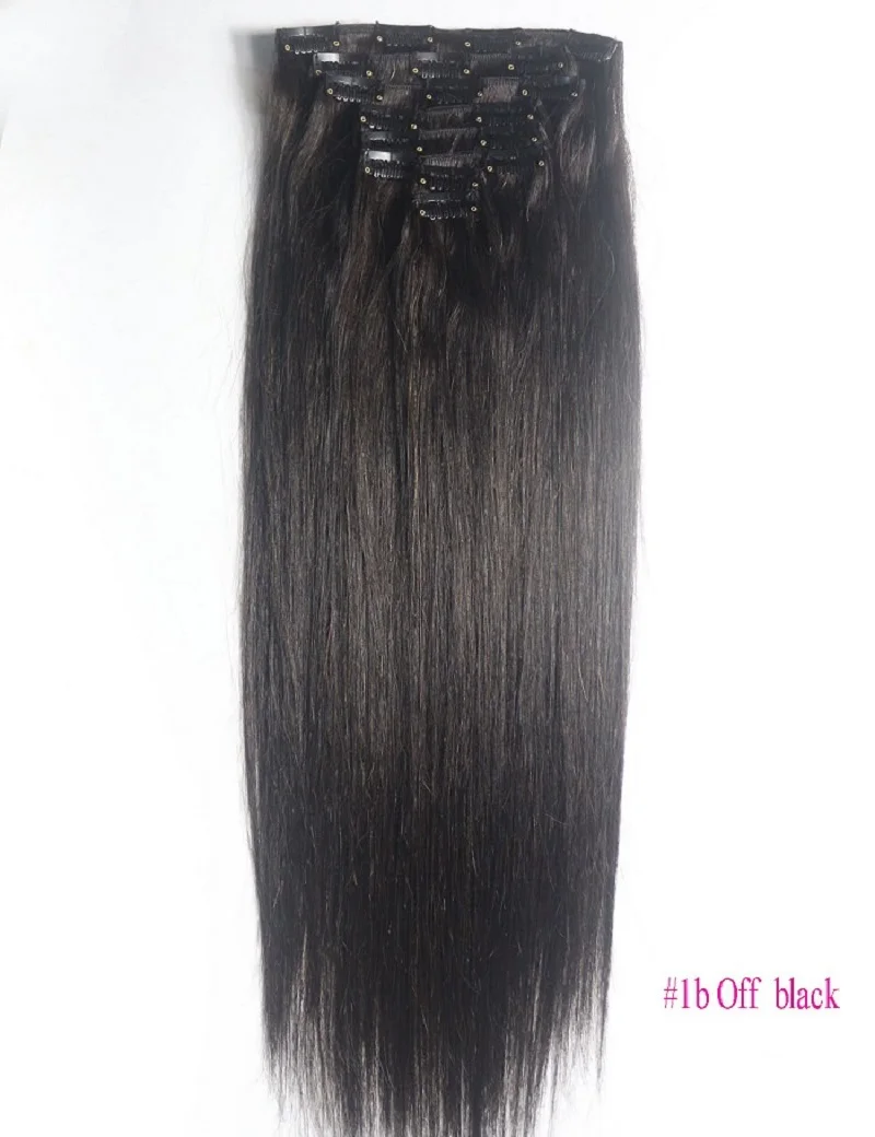 ZZHAIR, 100 г-160 г, 1"-26", волосы remy, 8 шт. в наборе, человеческие волосы для наращивания на всю голову, Натуральные Прямые Волосы - Цвет: # 1B