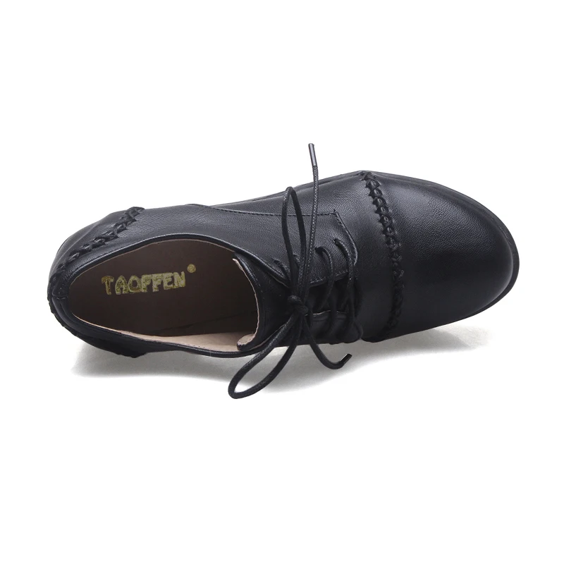 TAOFFEN/Винтажные туфли-лодочки на платформе со шнуровкой обувь толстом каблуке