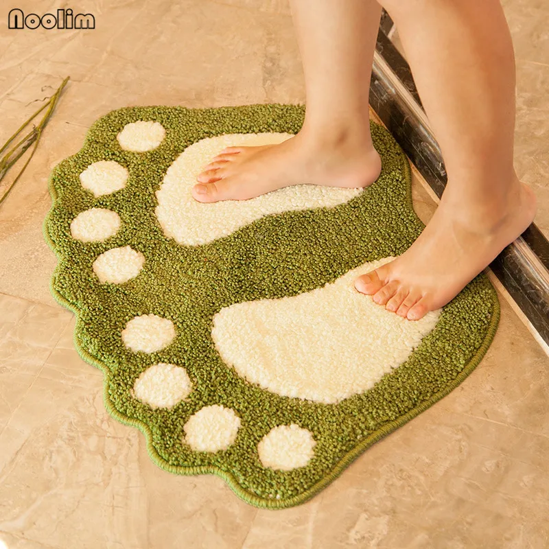 NOOLIM Foot Printed Bath Mats Non-slip Bathroom Carpet Mat Toilet Rug Pad Carpets Microfiber Mini | Дом и сад