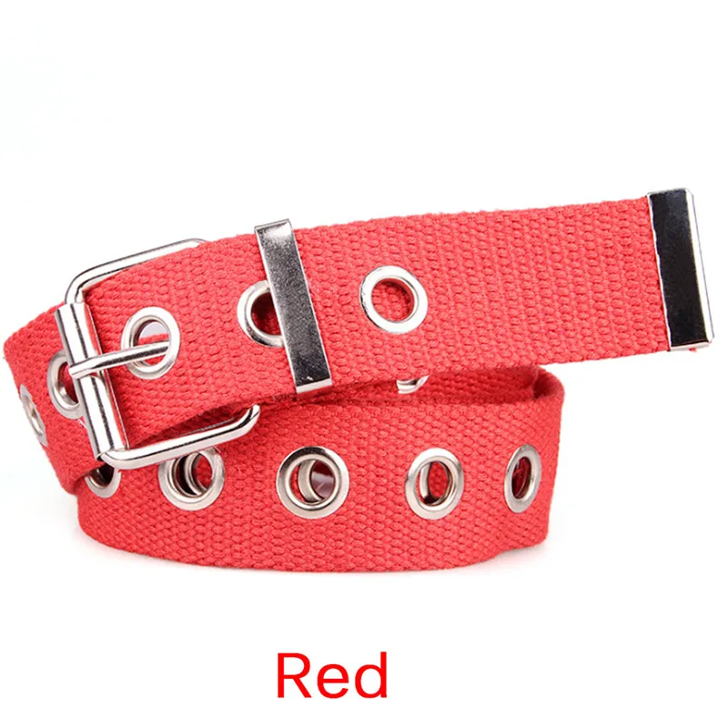 

Personality Design Casual Metal Long Belt Female Students Jean Canvas Waist Belts Tide Silver Pin Buckle Men Lady