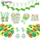 Одноразовая посуда с динозавром, украшение для дня рождения, детская вечеринка, тарелка для детского душа, бумажный стакан, скатерть, воздушный шар, товары для вечеринок