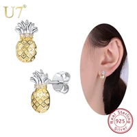 u7 925 sterling silver 3d pineapple earrings tropical fruit stud earring cute sweet women lovely jewelry best friend gift sc142
