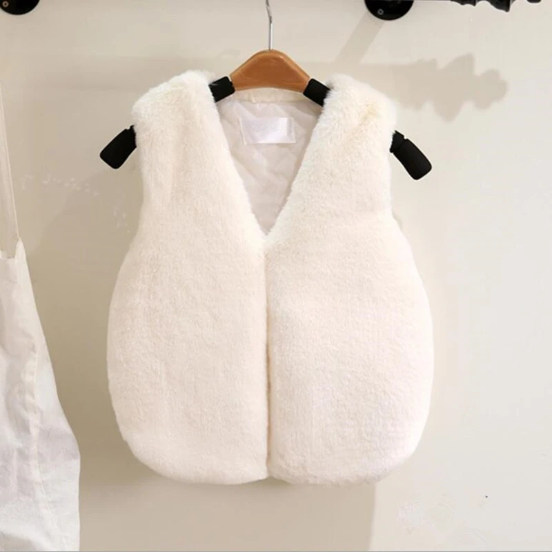 Ali908W LILIGIRL Family Matching Vests Clothes Winter New Mother Daughter Christmas Faux Fur Imitation Rabbit Fur Vest Jacket Coat - Цвет: Ali908W