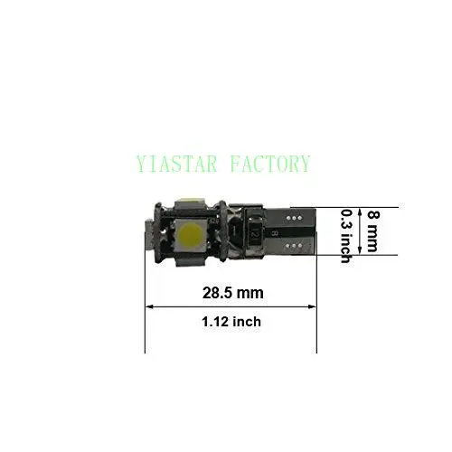 Yiastar 20 шт. высокое качество T10 CANBUS 5SMD 5050 194 W5W 501 светодиодный белая Автомобильная