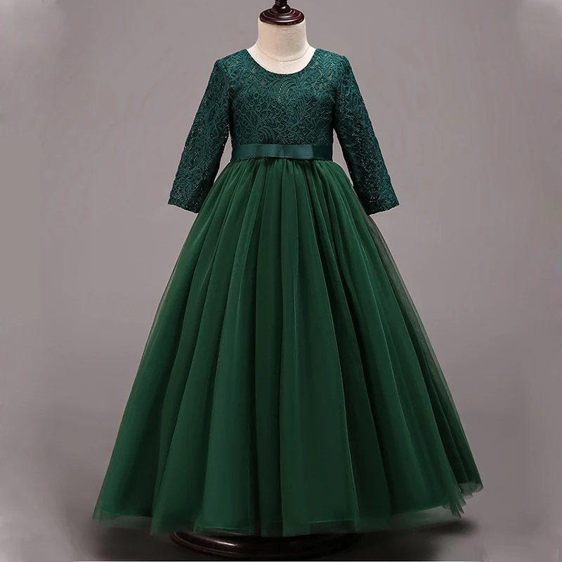 Children's Wedding Dress Kids Bridesmaid Princess Dresses Teen Girls Lace Long Tutu Vestidos Evening Christmas Costume |