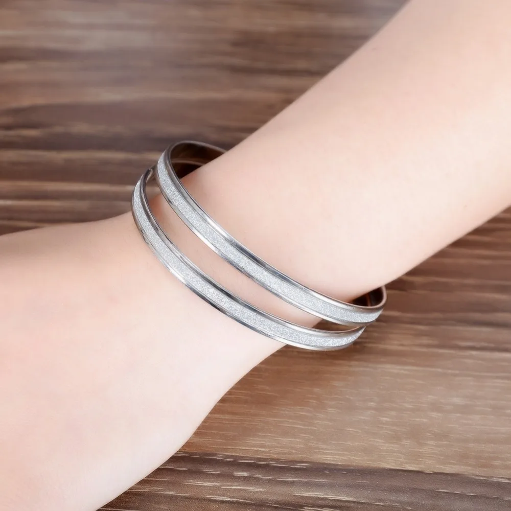 2 шт./лот серебро Браслеты для Для женщин панк матовые блестящие леди танец