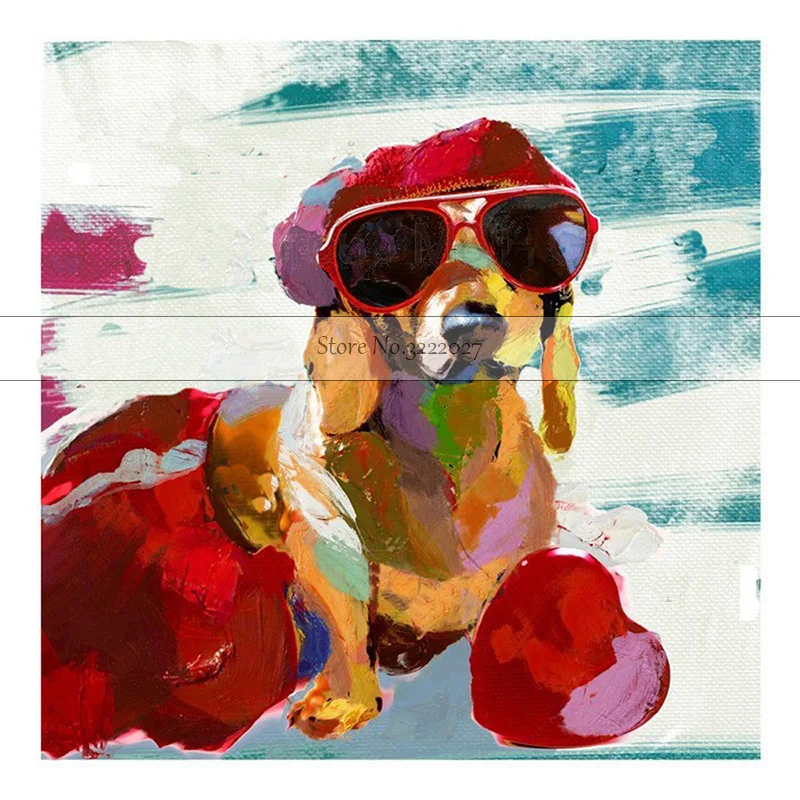 Модная парусиновая картина для собак 100% ручная роспись высокое качество