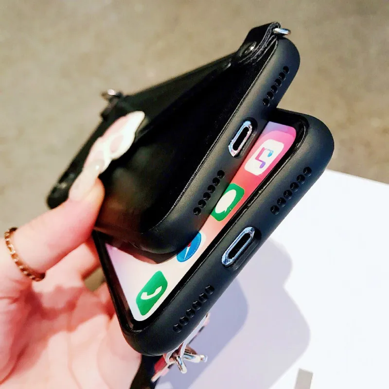 Кроссбоди Чехол-бумажник для сотового телефона для iphone XR 6s 7 8 Plus 11 Pro Xs Max Кошачий коготь из искусственной кожи слот для карт с плечевым ремнем