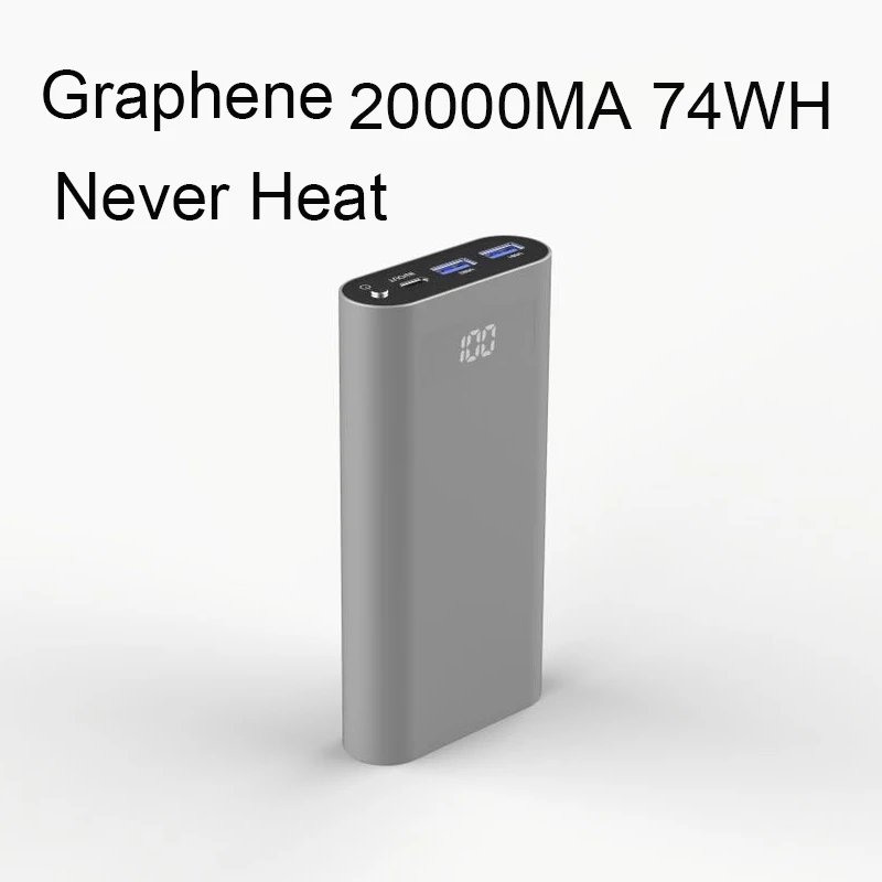 RIY Graphene аккумулятор портативный блок питания для ноутбука 20000 мАч 2 часа полностью заряжен с 60 Вт адаптер зарядное устройство Тип C QC 3,0 PD 18 Вт