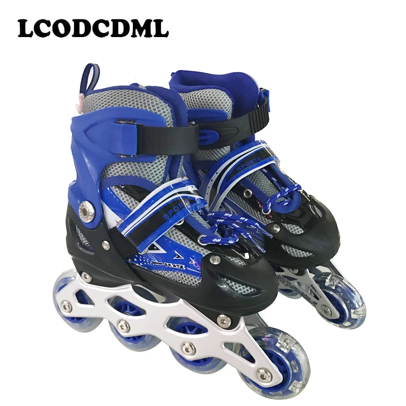 Взрослый Детский одиночный рядовой ролик коньки ПВХ 4 колеса мигает Спорт на