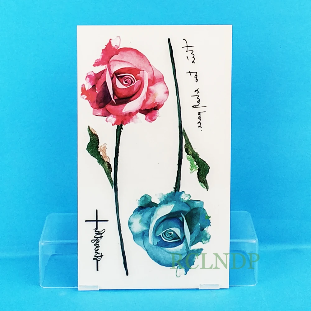 

Waterproof Temporary Tattoo Sticker water color ink rose flowers tatto stickers flash tatoo fake tattoos for child girl women