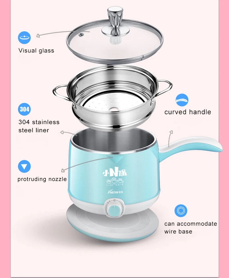 Мини multi плиты 1.5L еда класс нержавеющая сталь Hot Pot электрическая плита пару суп горшки идеально подходит для общежития и дома