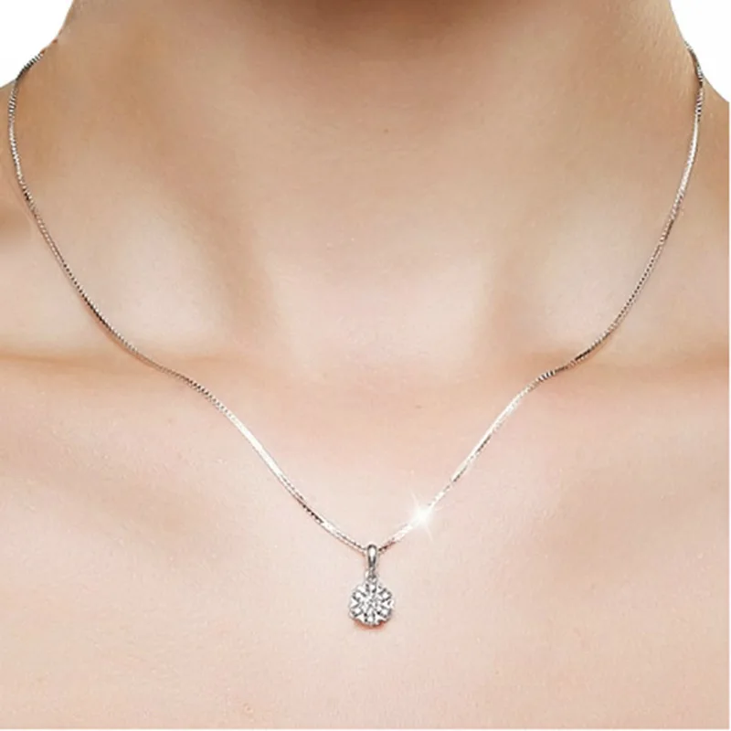 Женское колье из серебра 925 пробы с фианитом|heart pendant necklace|sterling silverpendant necklace |