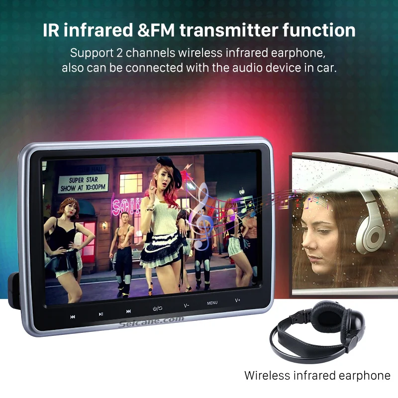 Автомобильный DVD плеер на подголовник Seicane 2 шт. 10 1 дюйма HD 1024*600 монитор с