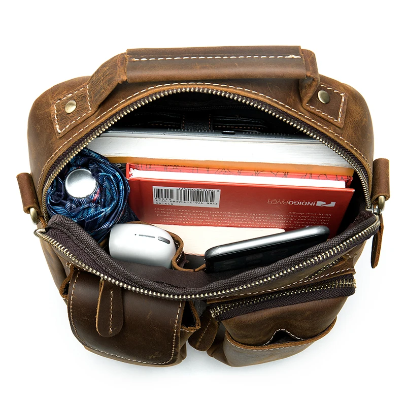 WESTAL men's shoulder/crossbody bags genuine leather messenger bag men’s shoulder bag for men handbag flap zipper vintage bags