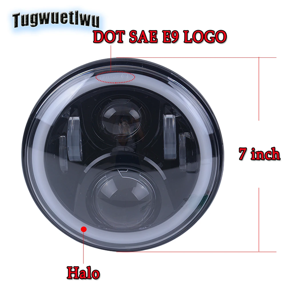 2pcs 7inch 7" LED Headlight RGB DRL Halo Ring APP Control Multicolor Bluetooth for Lada 4x4 urban Niva Jeep Wrangler TJ JK LJ CJ |