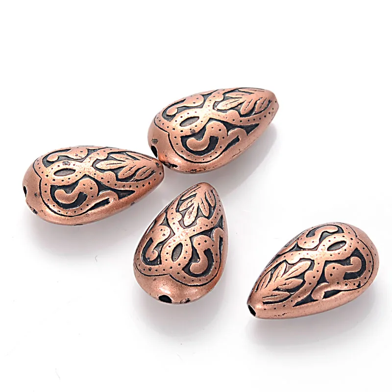 Antique Copper Miasol 100 шт Ретро Винтажные акриловые каплевидные бусины в форме капли Античного Дизайна для рукоделия, аксессуары для изготовления ювелирных изделий - Цвет: Antique Copper