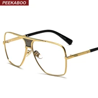 peekaboo luxury eye glasses frames for men 2017 top quality gold metal flat top big man glasses optical frames brand gafas