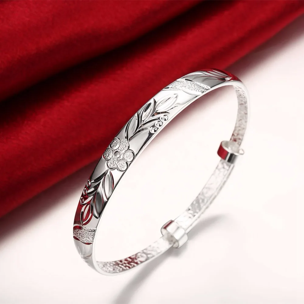 Женский браслет из серебра 925 пробы с цветами|bangle bracelet|fashion bangle braceletbracelet pulseira |