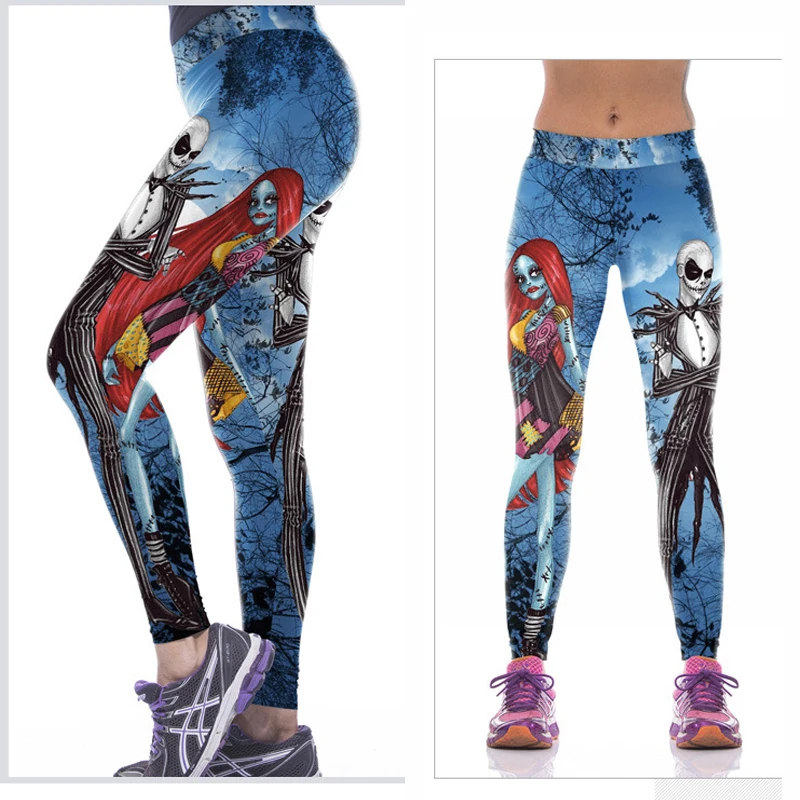 Хэллоуин Джек Скеллингтон леггинсы женские кошмар до Рождества плюс размер