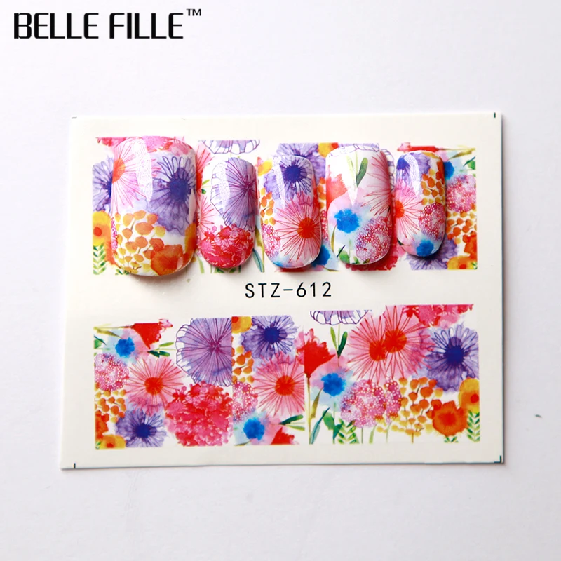 Belle Fille ногтей Стикеры воды DIY маникюр ползунок украшения наклейки 3D Nail Art Советы