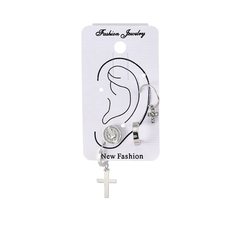 Винтажные серьги кольца с крестиком Mary 4 шт./компл. Женский блестящий кулон