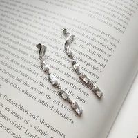 amaiyllis 925 sterling silver water drops zircon crystal tassel earrings fashion temperament earrings for girls summer jewelry