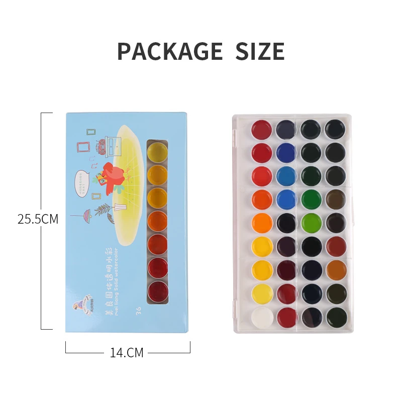 36 Цвета одноцветное набор акварельных красок яркий цвет воды портативный