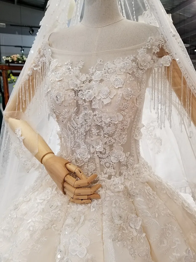 

LS097410 2020 newest wedding dress special sexy boat neck crystal cap sleeve long veil vestido madrinha de casamento longo