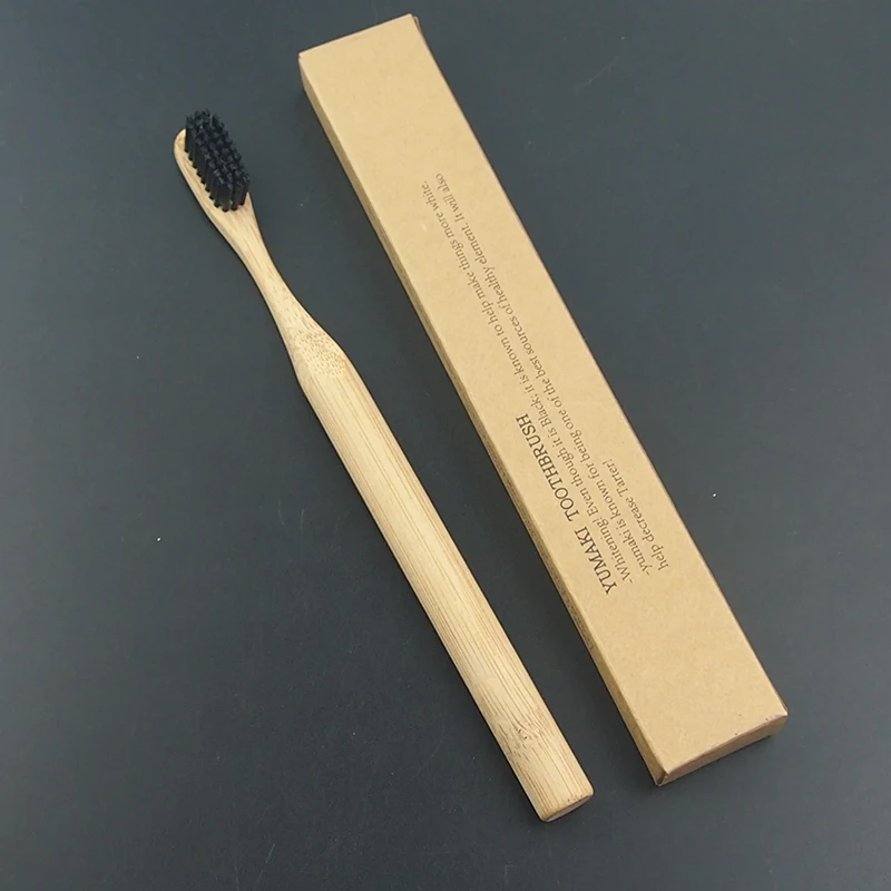 Зубная щетка DR.PERFECT 12 шт. с черной столешницей бамбуковой белой щетиной мягкой