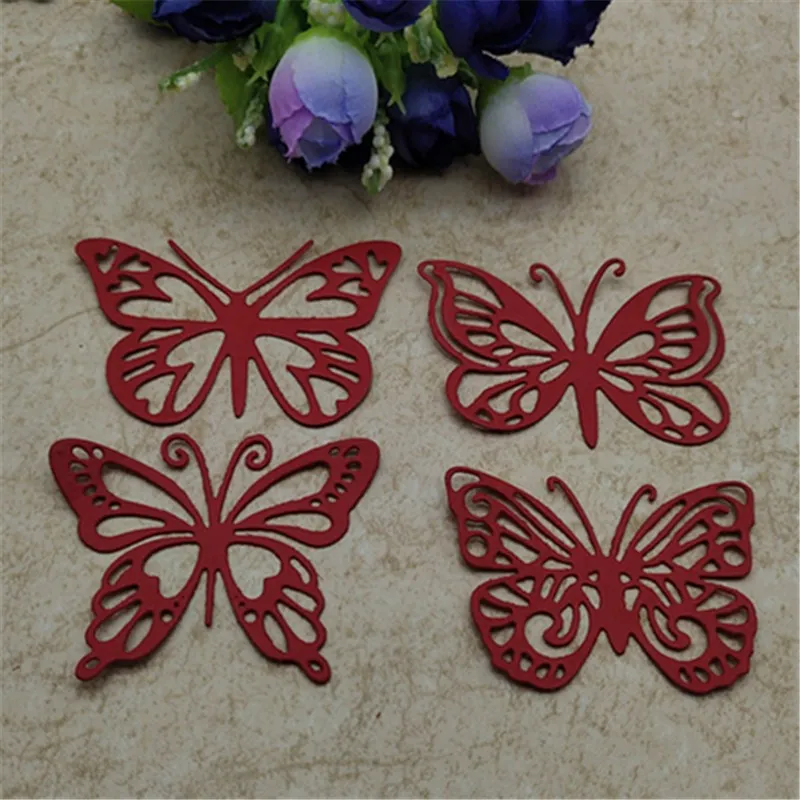 4 шт./лот металлические Вырубные штампы в виде бабочек сделай сам трафареты для