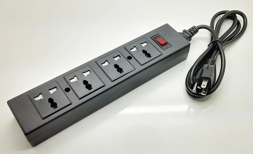 Небесно-голубой Блок питания PDU с 4 разъемами, универсальная розетка 2500 Вт, защита от перегрузки, безопасный переключатель, удлинение затвора C13, розетка IEC60320 C14 - Цвет: Небесно-голубой