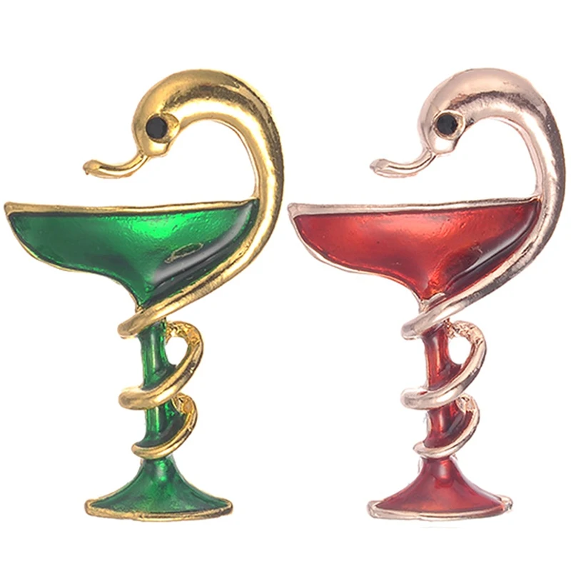 Новинка 2019 модная эмалированная брошь в форме стакана вина змеи булавка