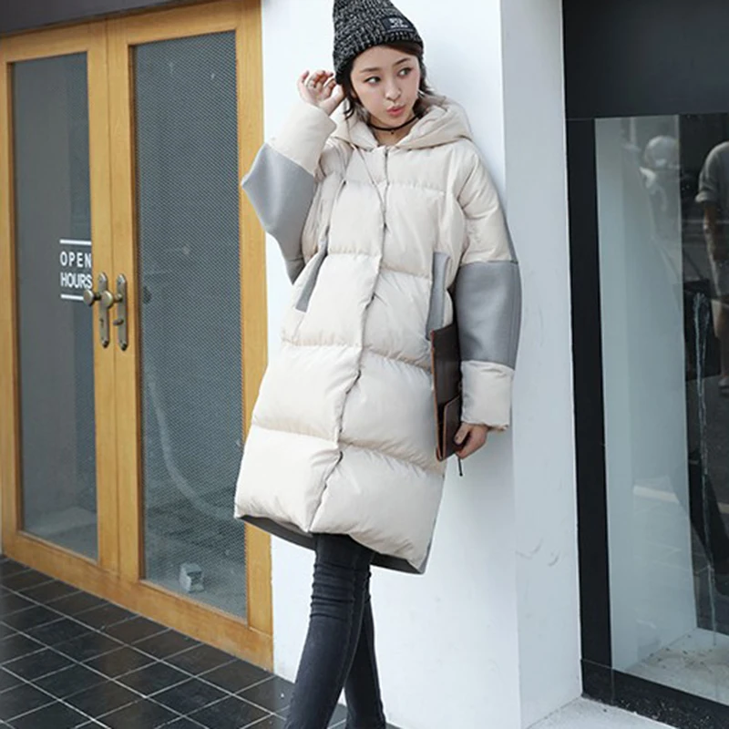 2018 New Autumn Winter women Cotton jacket Fashion Loose Large Size Hooded Warm Long Coat Casual Female Parkas NW579 | Женская одежда