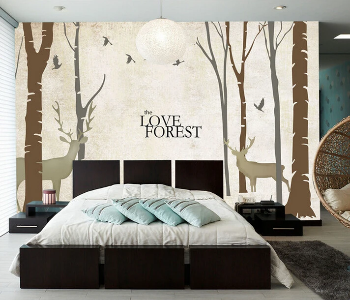 Винтажные обои на заказ абстрактные деревья лось птица фрески для гостиной