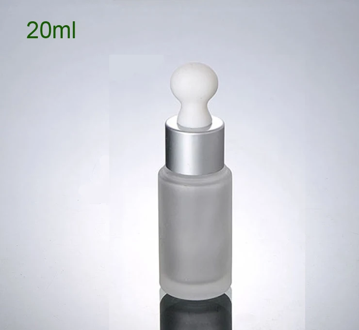 

300PCS/lot 20ml Empty Glass Dropper Bottles Eye Liquid Dropper Sample,essential oil container with matte silver ring