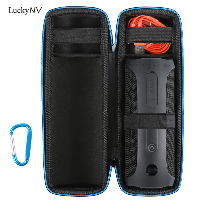 Чехол для переноски Fashion EVA Hard Case для беспроводного Bluetooth-динамика JBL Flip 4 с возможностью хранить USB-кабель и зарядное устройство.