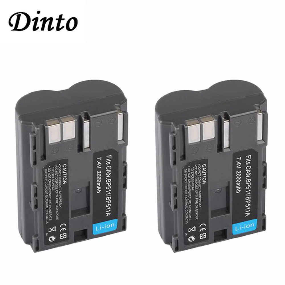 Dinto 2 шт. 2000 мА/ч BP 511A BP511A BP511 511 511Batteries для Canon 20D 300D 30D 5D D30 D60 G1 G2 G3 G5 G6 512|Цифровые