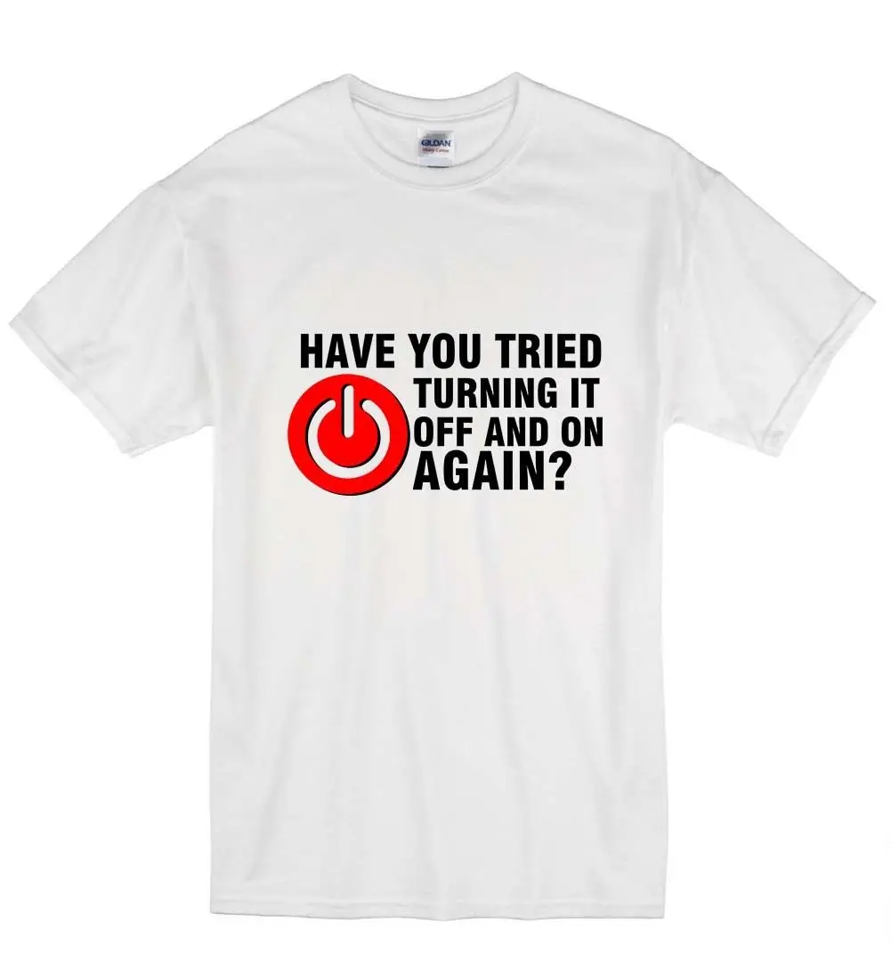 Вы пробовали выключить и снова смешно Tech хлопок унисекс футболка | Мужская одежда