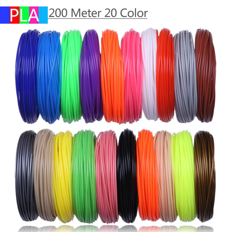 200 Meter PLA 20 цветов или 10 цветов или 5 цветов/набор 3D Ручка накаливания ABS/PLA 1,75 мм пластик резиновый печатный материал для 3d принтера Ручка накаливания - Цвет: 200 Meter PLA