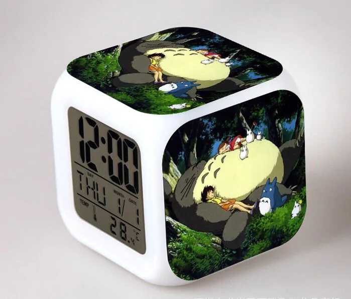 Tonari no Totoro LED 7 Color Flash Digital Alarm Clocks Kids Night Light Bedroom Clock reloj despertador | Дом и сад