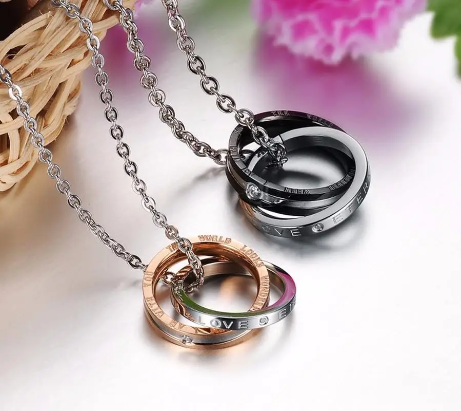 Модное ожерелье Стразы для пар подвеска из титановой стали Женское